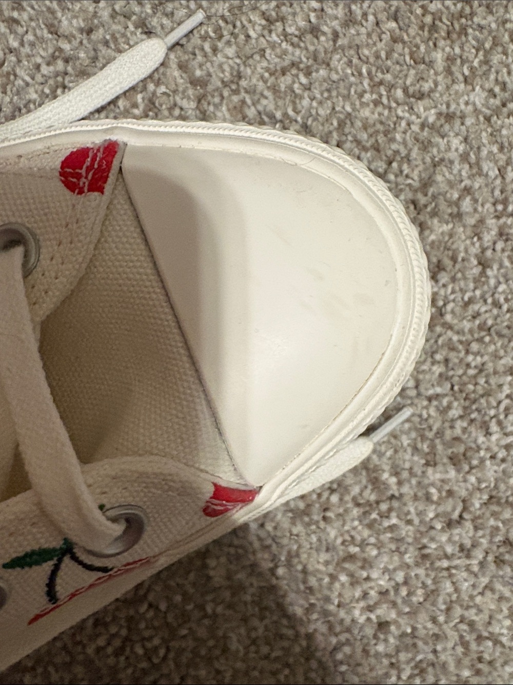 Converse High-Top Canvas Sneakers in White with Red Cherry Print - Picture 5 of 6